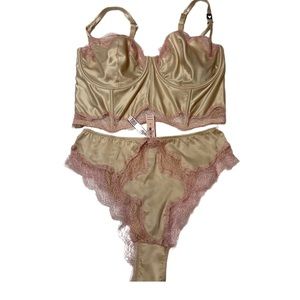 Victoria's Secret Luxe Satin Lace Panty & Bra